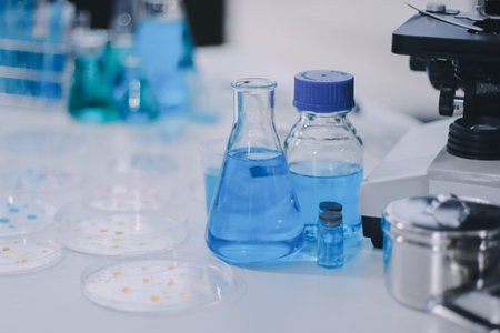 Researchers working in the clinical laboratoryの写真素材