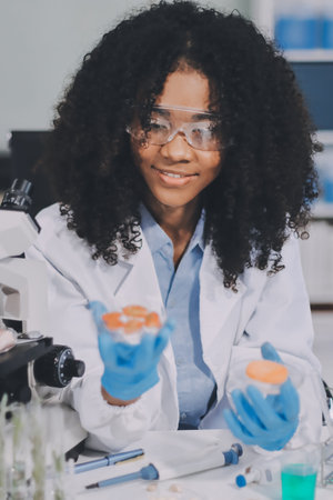Chemical Laboratory of the Food supply. Food in laboratory, dna modify.