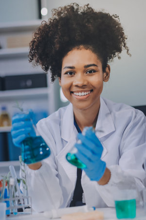 Chemical Laboratory of the Food supply. Food in laboratory.の写真素材