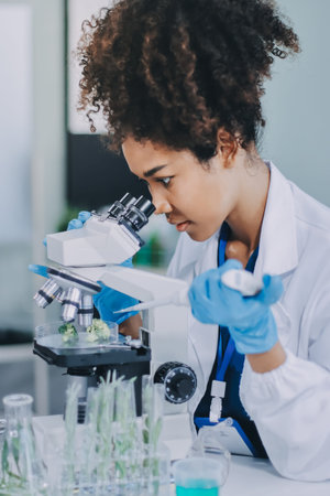 Chemical Laboratory of the Food supply . Food in laboratory, dna modify .GMO Genetically modified...