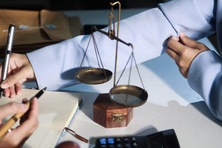 Consultation and conference of professional businesswoman and Male lawyers working and discussion...