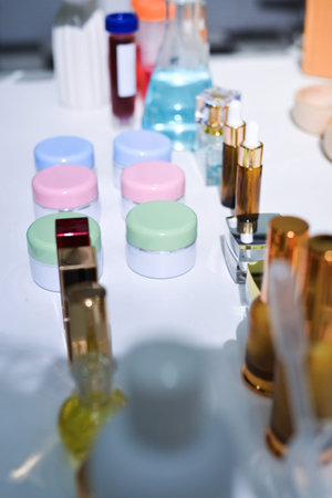 Woman making organic cosmetics with aloe in laboratory
