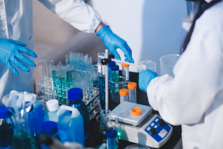 Researchers working in the clinical laboratory