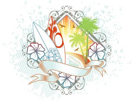 Summertime-surf frameのイラスト素材