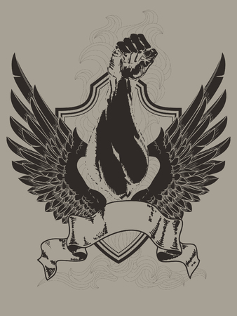 Winged fist crestのイラスト素材
