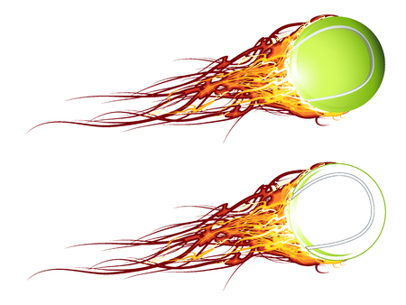 Tennis ball on fireのイラスト素材