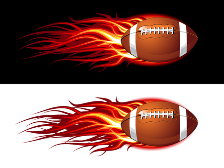American football ball on fireのイラスト素材