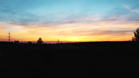 A background photo with rural landscapeの写真素材