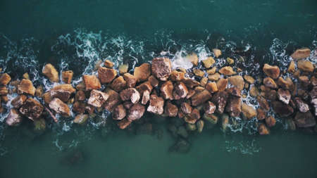 A top view of a breakwaterの写真素材