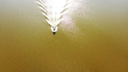 A background photo with a boatの写真素材