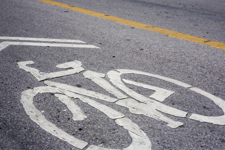 Bicycle symbol on city street