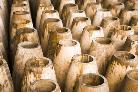Roll of woods vase in factory