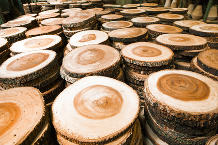 Stack of new wooden studsの写真素材