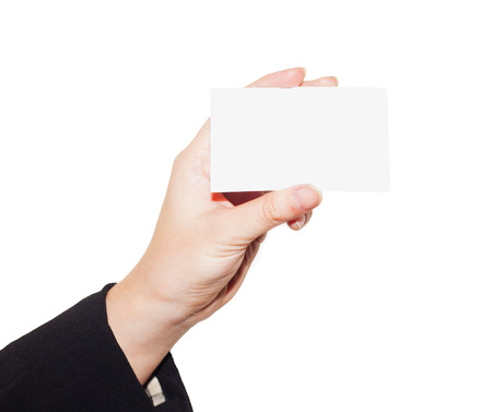 Hand hold blank business cardの写真素材