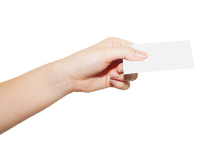 Hand hold blank business cardの写真素材