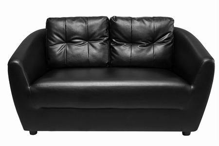 black sofa isoalted on white backgraoundの写真素材