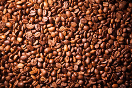 Texture coffee beans closeup. Coffee background,top viewの写真素材