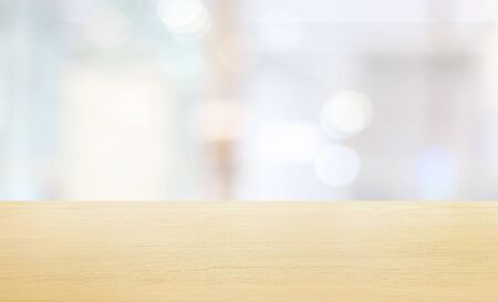 Empty wooden and table on circle bokeh defocus bacground product display, Ready for product montageの写真素材