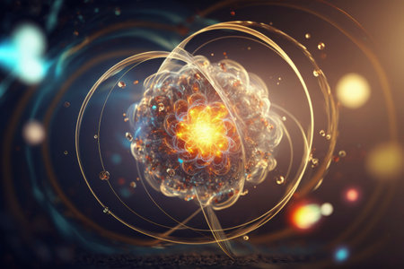 Generative AI Background of Quantum with lighting and black galaxy spaceの素材