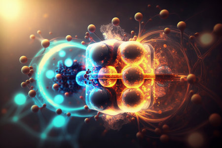 Generative AI Background of Quantum with lighting and black galaxy spaceの素材