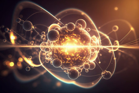 Generative AI Background of Quantum with lighting and black galaxy spaceの素材