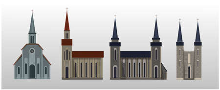 Four types of catholic church. vector.のイラスト素材