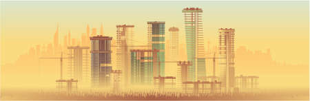 Urban construction, high-rise buildings. Vector graphicsのイラスト素材