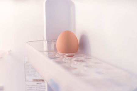 egg on shelfの写真素材