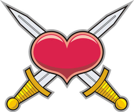 Heart and swords vector tattooのイラスト素材