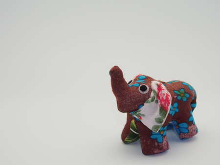 Thai handmade elephant doll isolated on white backgroundの写真素材