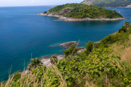 Beautiful of sea and nature on the island in day time at Phuket province, Thailandの写真素材