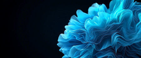 A vibrant blue abstract background featuring flowing, layered shapes that create sense of depth and movement. design evokes feeling of tranquility and creativityの素材