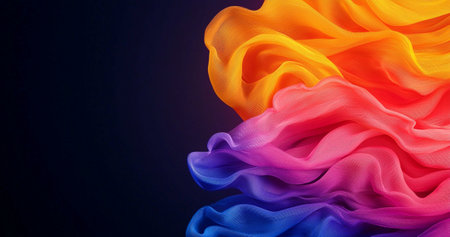 A Vibrant abstract gradient background with flowing waves in orange, pink, and blue colors, creating dynamic and minimalist design. Perfect for modern art and digital projectsの素材
