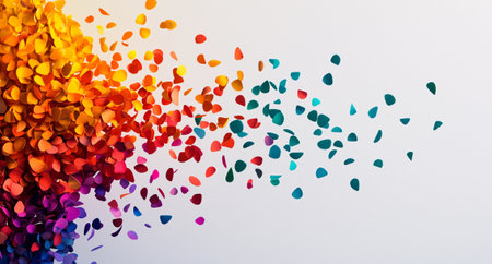 A Colorful gradient background with vibrant petals creating dynamic flow. design features blend of warm and cool colors, evoking sense of energy and creativityの素材