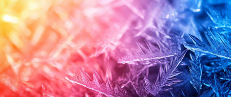 A Frosted glass texture with colorful light reflections creating vibrant, abstract background. sharp, crystalline formations add depth and interest to designの素材