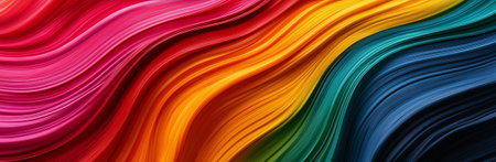 A Vibrant rainbow gradient background with flowing colors in waves, showcasing spectrum of hues from red to blue, creating dynamic and energetic visual effectの素材