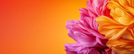 A Vibrant floral background with pink and orange petals blending beautifully. This colorful design creates warm and inviting atmosphere, perfect for various creative projectsの素材