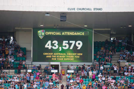 SYDNEY,AUSTRALIA - JANUARY 4: Crowd attendance in the screen on the 2nd day of the last Ashes Test...