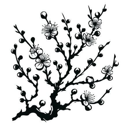 Adobe Illustrator Artwork set of contour floral line art of flowers, leaves black and white illustration set of decorative elements of plantsのイラスト素材