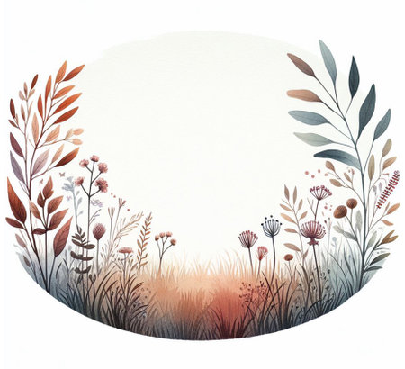 Wedding invitation card template, flowers and leaves. Floral frame. Greeting card with roses. Watercolor floral pattern. Elegant background. Vintage Hand painted illustration.の素材