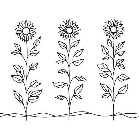 Set of hand drawn doodle flowers. Vector illustration isolated on white background.のイラスト素材