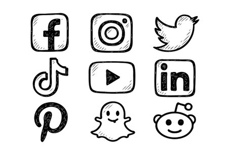 Set of doodle icons for social media. Vector illustration.のイラスト素材
