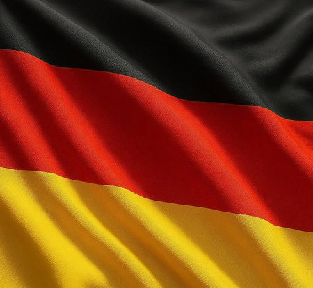 3d rendering of a Germany flag waving in the wind. Perfect for background or texture purposes.の素材