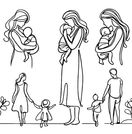 Family with baby. Mother, father and child. Vector illustration.のイラスト素材