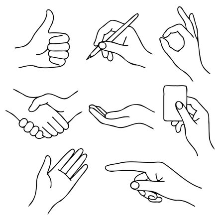 Hand drawn doodle vector illustration. Hand drawn sketch of human hands.のイラスト素材