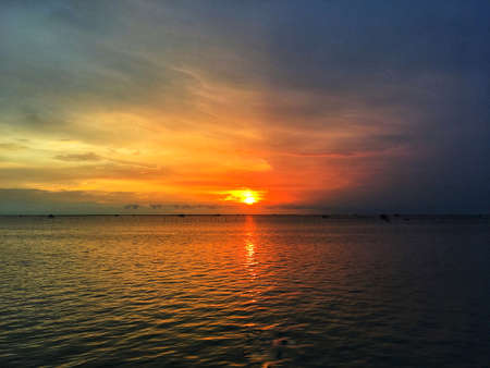 Sunset landscape view background. The evening sunlight view. Composition of natureの写真素材