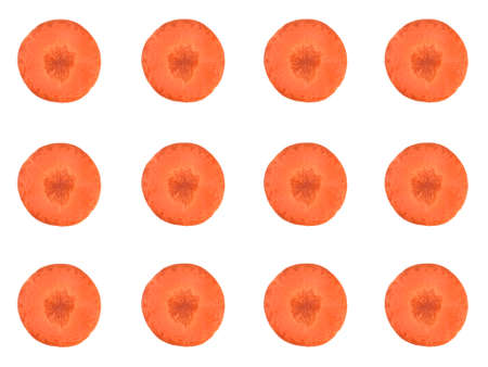 Juicy carrot circle shape alignment isolated on white background
