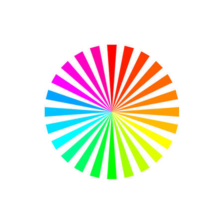 Colorful rainbow color abstract sunburst circle pattern on white background.のイラスト素材