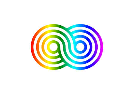 Rainbow Infinity sign. Line color gradient design pattern on white background. LGBT infinity of love.のイラスト素材
