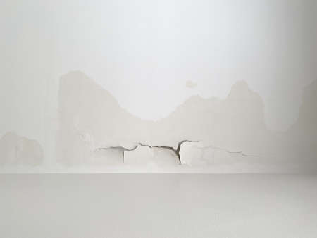 whitewash and plaster of ceiling crack and break from rain leakage from roof or top floorの写真素材